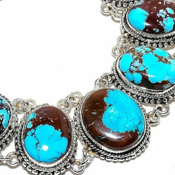 NEW - Tibetan Turquoise Stone Sterling Adjustable Necklace - Picture 4 of 7